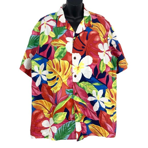 Island Reserve Collection Short Sleeve Button-Down Tropical Shirt Large L EUC - Picture 1 of 6